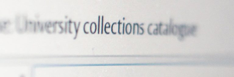 screen shot of the university collections catalogue search