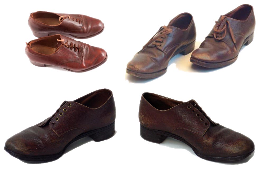 Three different pairs of WLA brown leather shoes