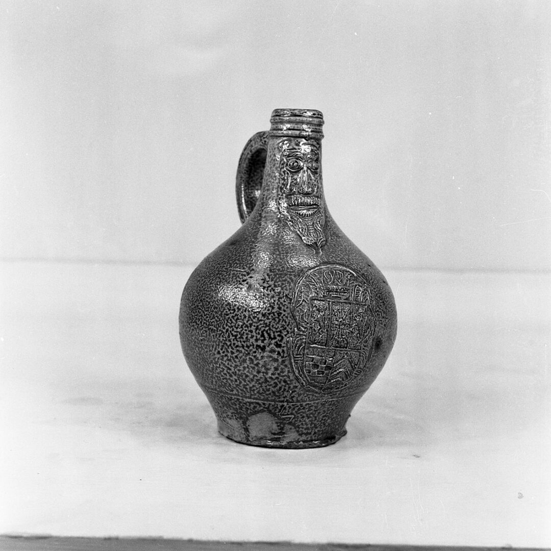 This saltglazed pottery jug was known as a Greybeard. (MERL 55/675)