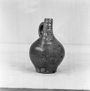 This saltglazed pottery jug was known as a Greybeard. (MERL 55/675)