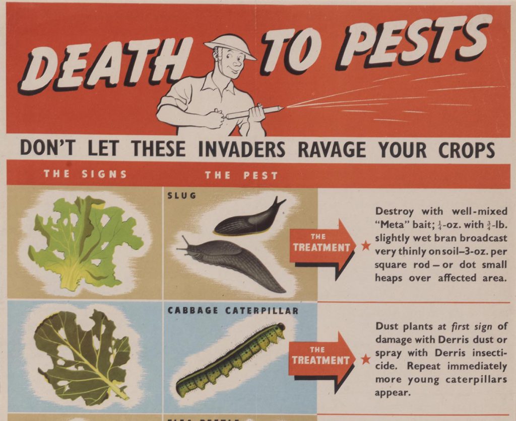 Detail from Death to pests poster showing title and upper half (MERL 2010/149)