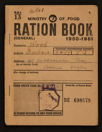1950-1951 ration book belonging to Barbara Wood (MERL 2019/55)