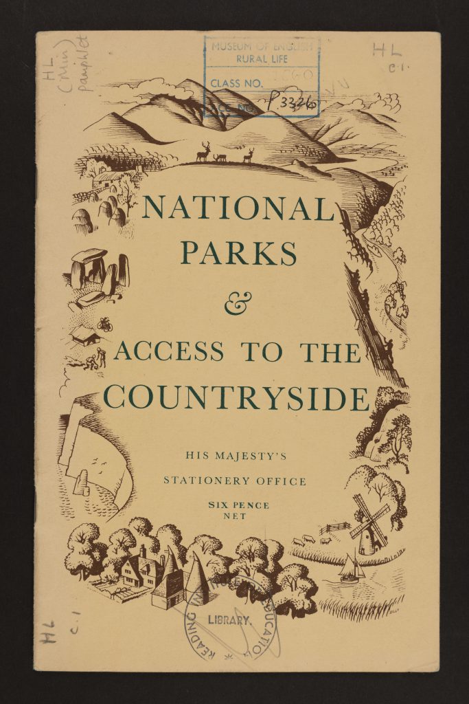 Cover of Ministry of Town and Country Planning, National Parks and Access to the Countryside (London: HMSO, 1950) (MERL LIBRARY PAMPHLET 2860 BOX 07/05)