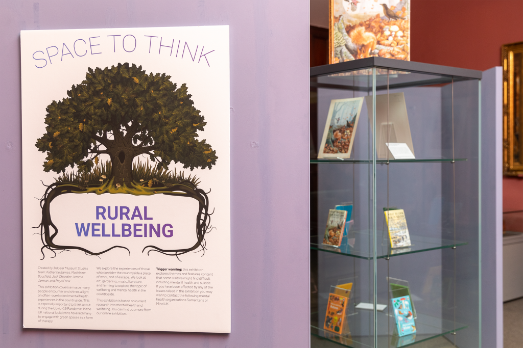 A photograph of the exhibition installed in The MERL's Staircase Hall.