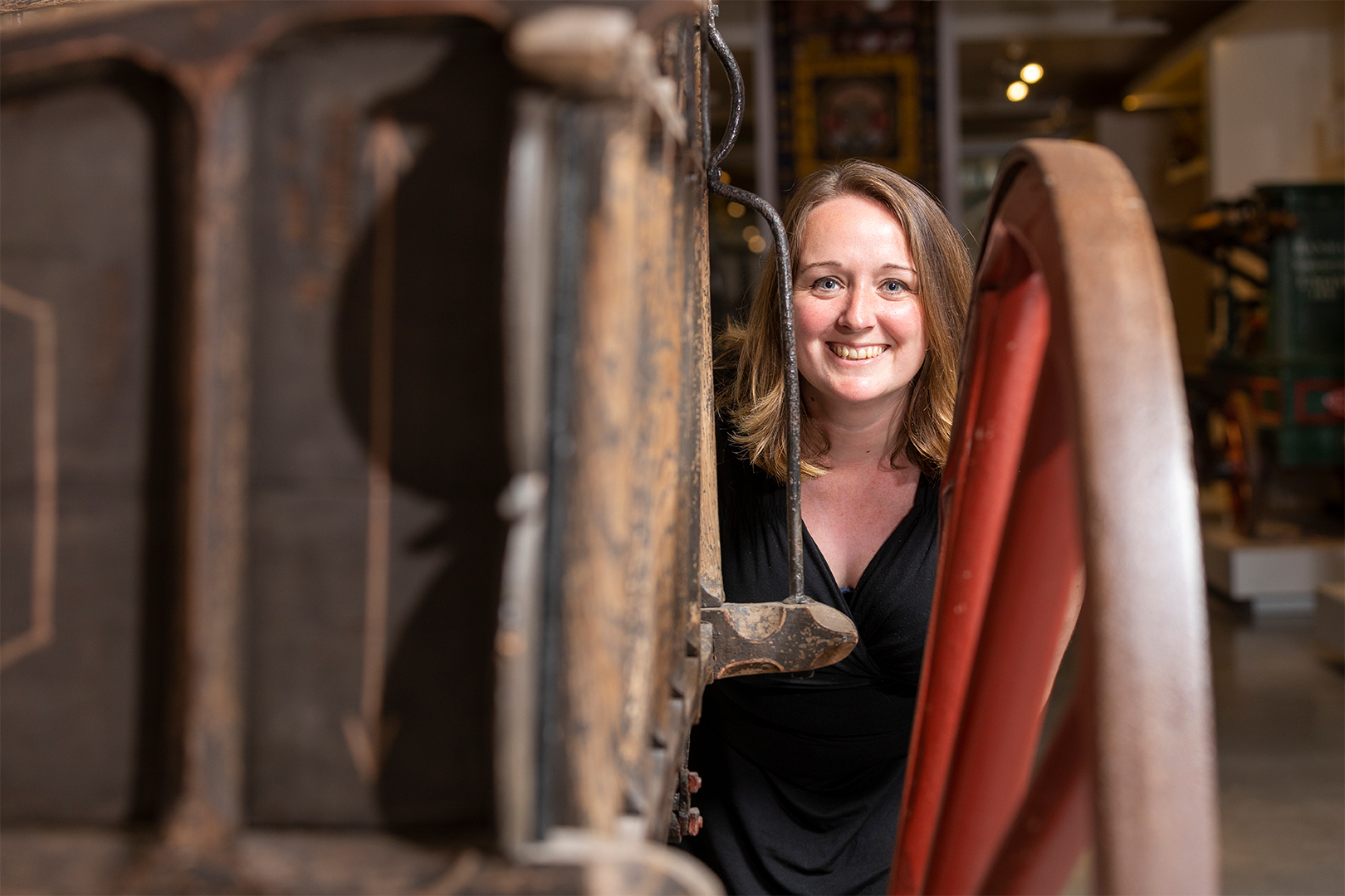 Dr Rhi Smith amidst The MERL's Wagon Walk.