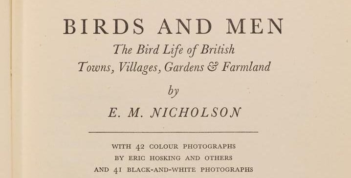 Detail of title page of Edward Max Nicholson, Birds and Men (London: Collins, 1951)