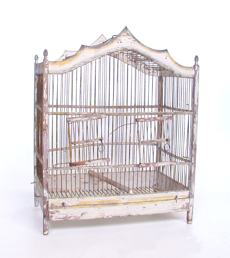 This white-painted wooden birdcage was purchased from an antiques shop in Reading.
