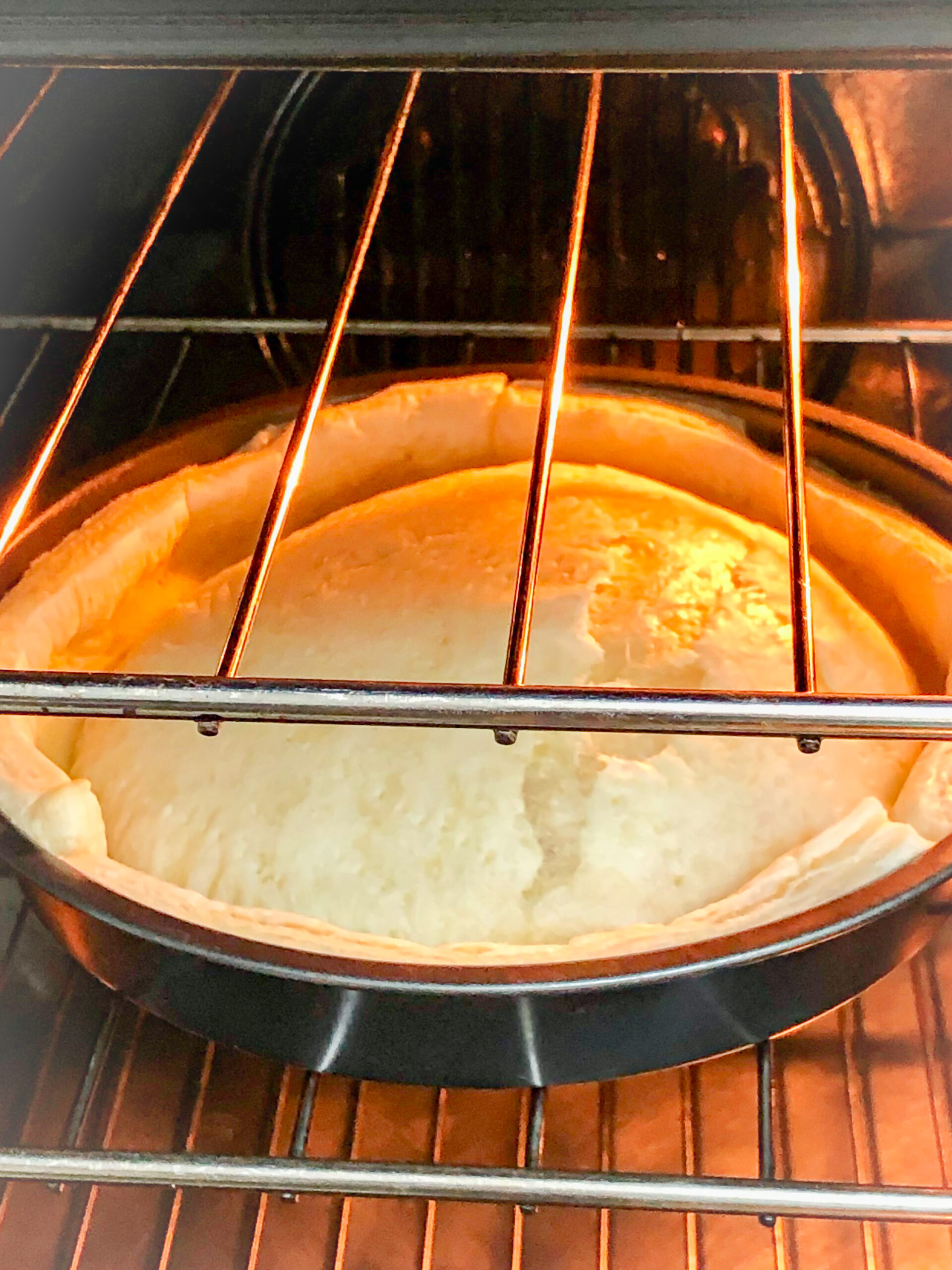 A tart in the oven.