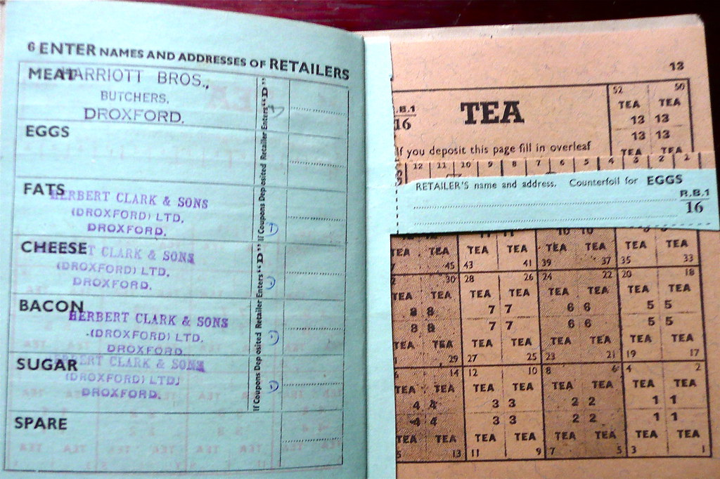 A group of identity and ration books.