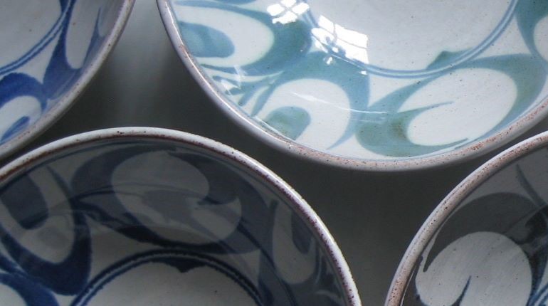 Edges of ceramic bowls by Ursula Waechter