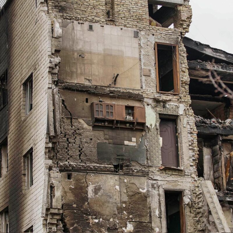 The bombed out apartment block, Borodianka.