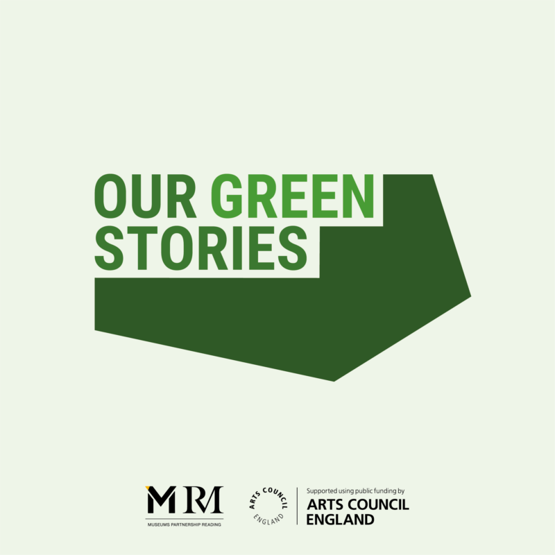 The logo for Our Green Stories, an environmental and sustainability-related campaign by Museums Partnership Reading.
