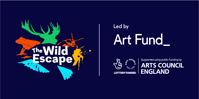 The Wild Escape logo of brightly colour animal silhouettes on a dark blue background