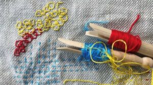 Threads and stitching on fabric
