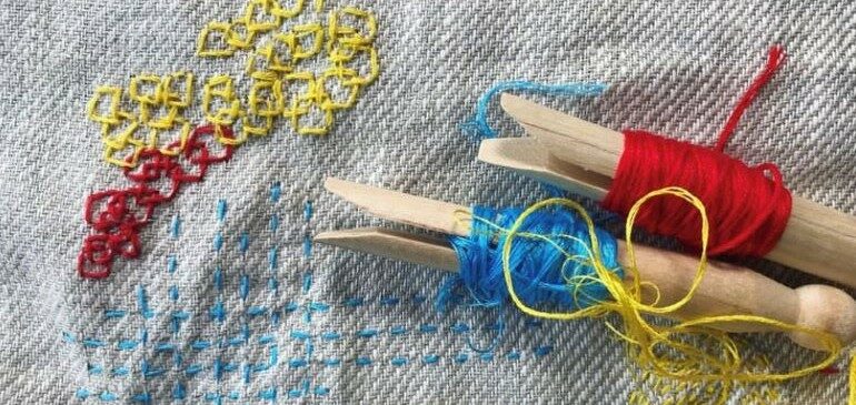 Threads and stitching on fabric