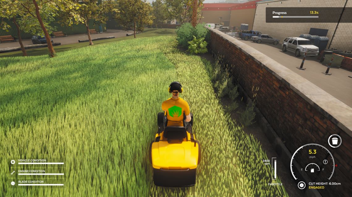 Lawn mowing simulator - on mower, for rural gaming blog
