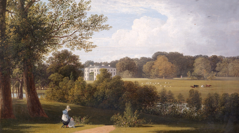 Thomas Hofland, View Across the Park to Whiteknights House, oil on canvas, 1814. UAC/10236.