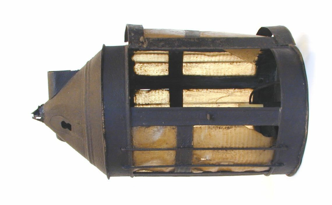 Horizontal view of a black farmer's lantern