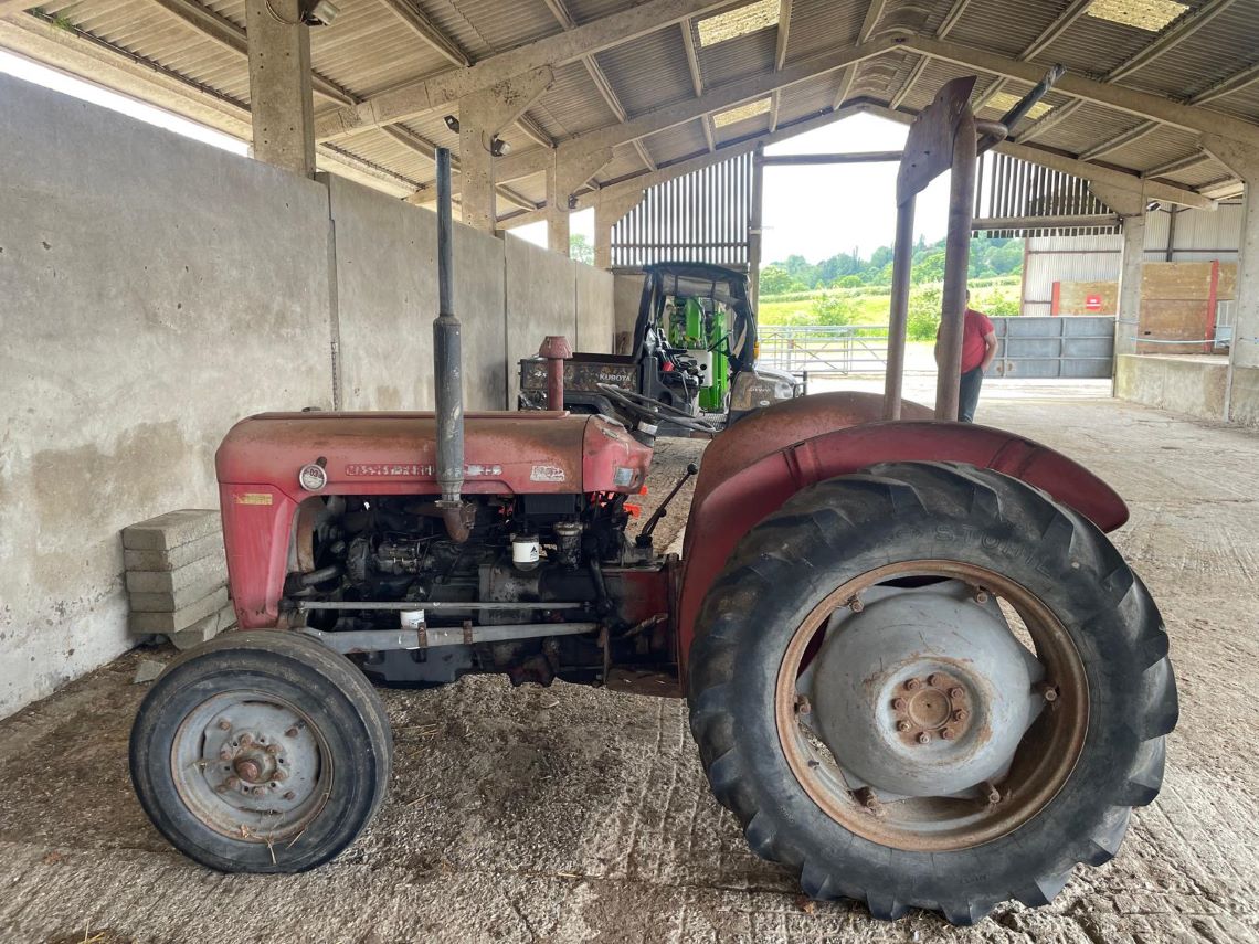 An old, red tractor