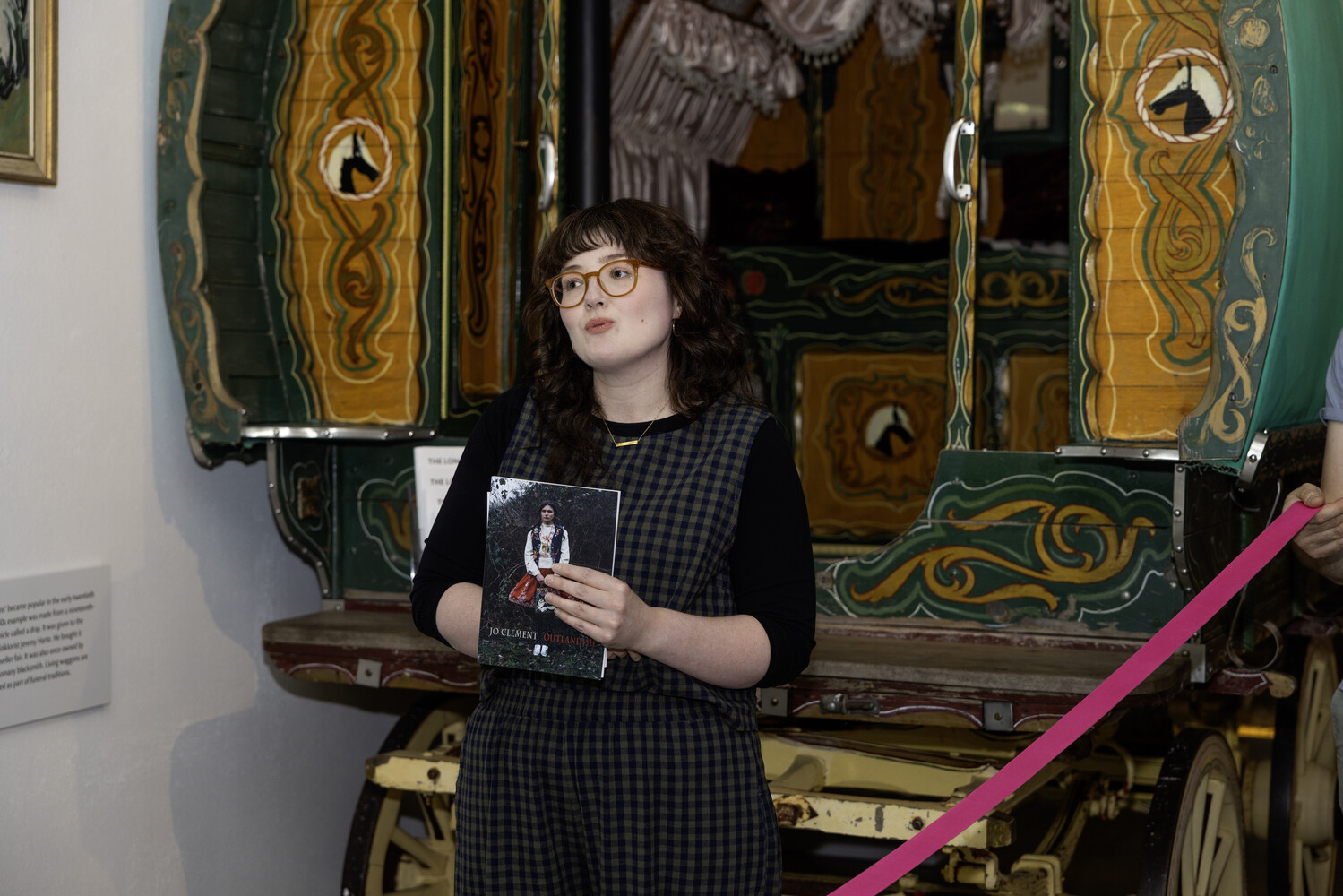Poet Dr Jo Clement by our waggon
